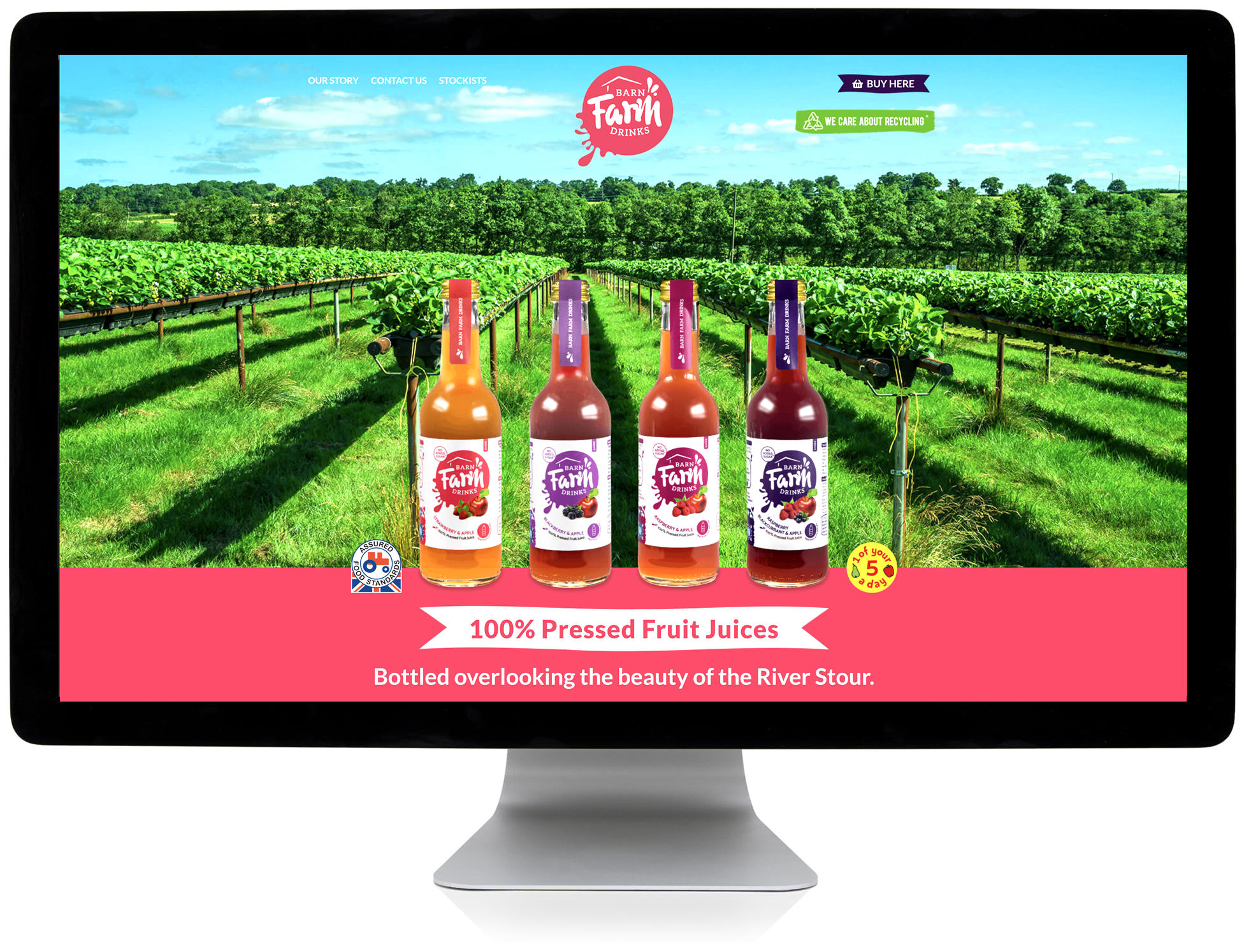 Barn Farm Drinks responsive website on desktop
