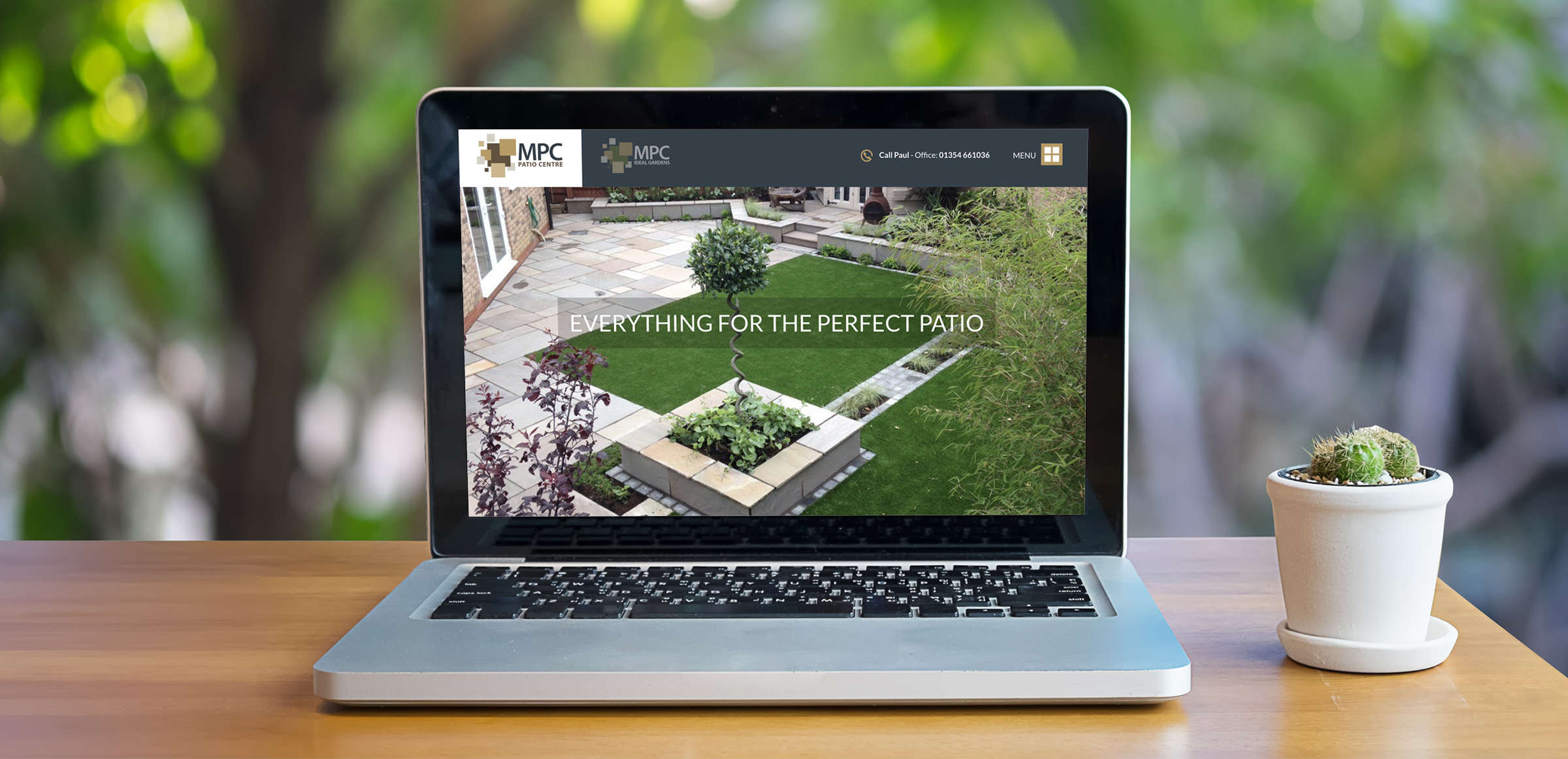 March Patio Centre responsive website displaying on laptop